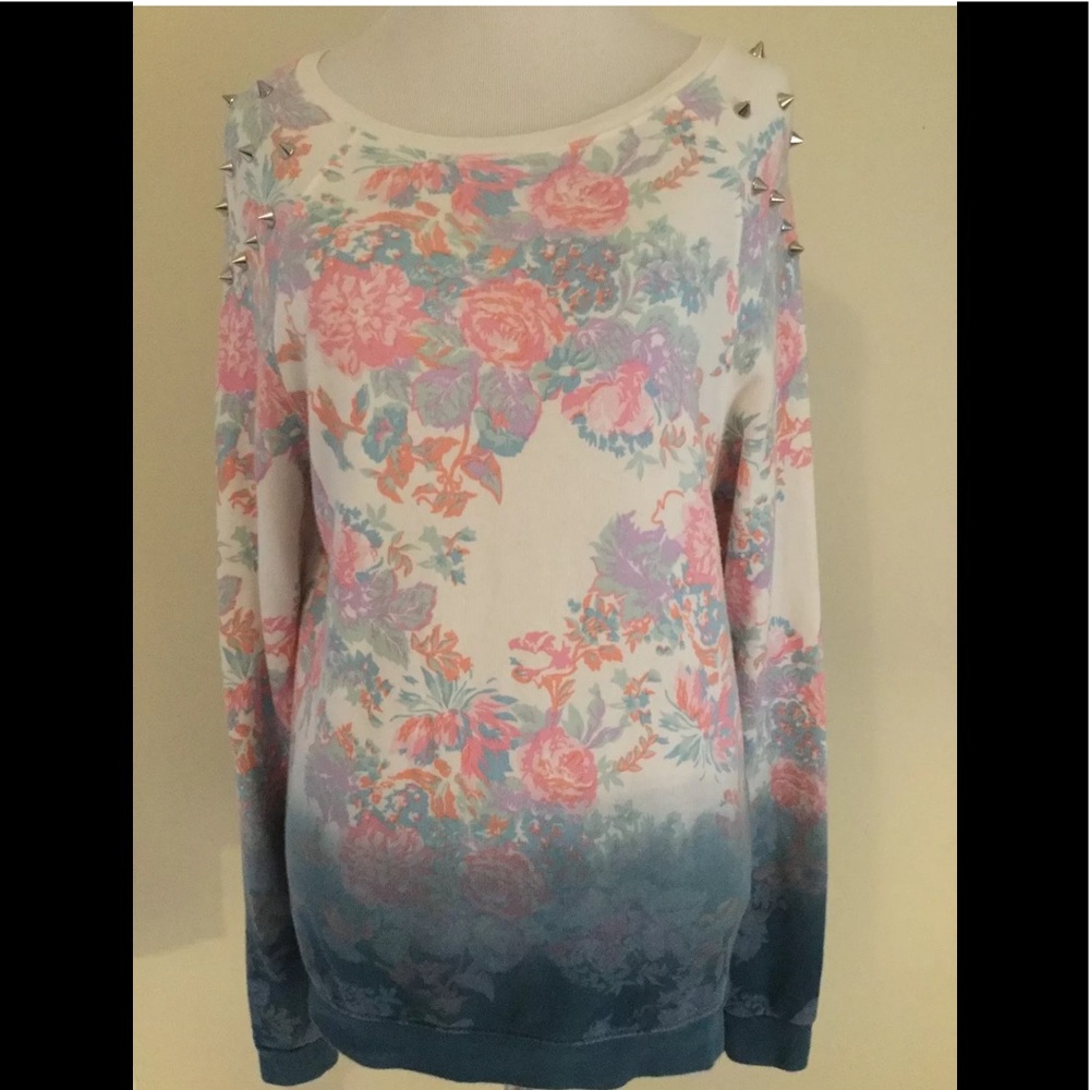 Topshop ombré floral sweatshirt studded 4